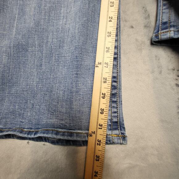 Seven7 Jeans Womens 20W Light Wash Tummyless High Rise Flare Distressed Stretch - Picture 6 of 10